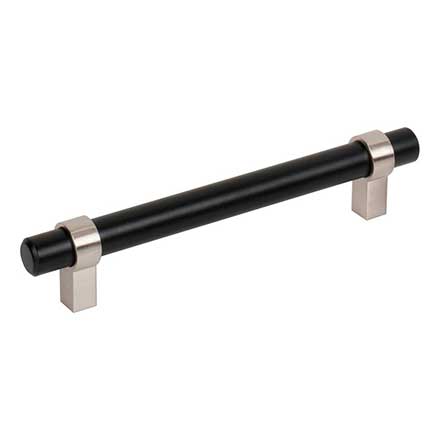 Jeffrey Alexander [5128MBSN] Plated Steel Cabinet Pull Handle - Key Grande Series - Oversized - Matte Black &amp; Satin Nickel Finish - 128mm C/C - 6 5/8" L