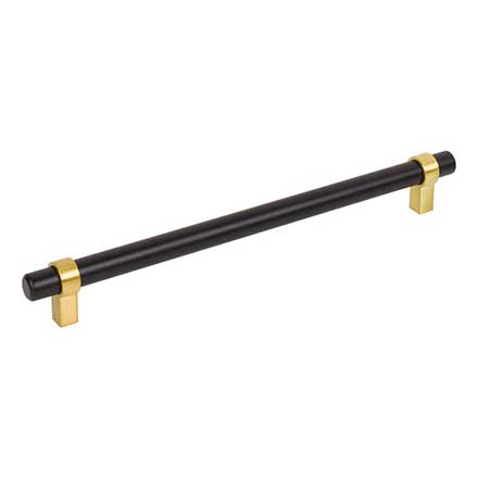 Jeffrey Alexander [5224MBBG] Plated Steel Cabinet Pull Handle - Key Grande Series - Oversized - Matte Black &amp; Brushed Gold Finish - 224mm C/C - 10 3/8&quot; L