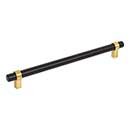Jeffrey Alexander [5224MBBG] Plated Steel Cabinet Pull Handle - Key Grande Series - Oversized - Matte Black &amp; Brushed Gold Finish - 224mm C/C - 10 3/8&quot; L