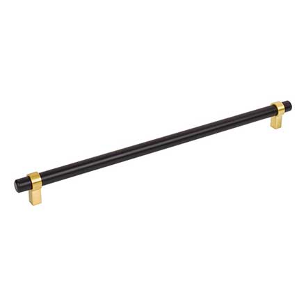 Jeffrey Alexander [5319MBBG] Plated Steel Cabinet Pull Handle - Key Grande Series - Oversized - Matte Black &amp; Brushed Gold Finish - 319mm C/C - 14 1/8&quot; L