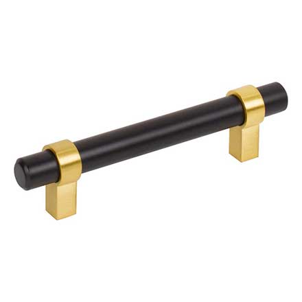 Jeffrey Alexander [596MBBG] Plated Steel Cabinet Pull Handle - Key Grande Series - Standard Size - Matte Black &amp; Brushed Gold Finish - 96mm C/C - 5 3/8" L