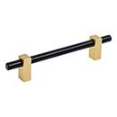 Jeffrey Alexander [478-128MBBG] Die Cast Zinc Cabinet Pull Handle - Oversized - Larkin 2 Series - Matte Black & Brushed Gold Finish - 128mm C/C - 7 3/8" L