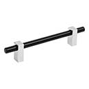 Jeffrey Alexander [478-128MBPC] Die Cast Zinc Cabinet Pull Handle - Oversized - Larkin 2 Series - Matte Black & Polished Chrome Finish - 128mm C/C - 7 3/8" L