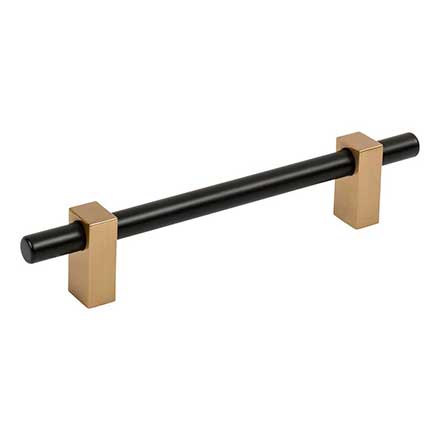 Jeffrey Alexander [478-128MBSBZ] Die Cast Zinc Cabinet Pull Handle - Oversized - Larkin 2 Series - Matte Black &amp; Satin Bronze Finish - 128mm C/C - 7 3/8&quot; L