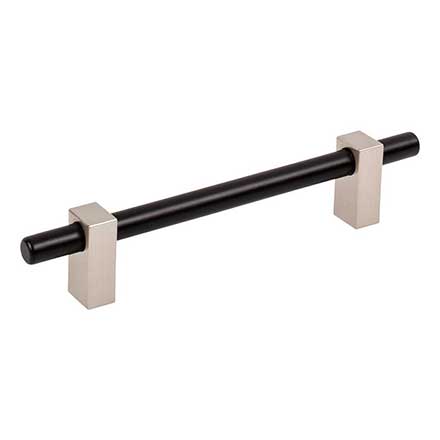 Jeffrey Alexander [478-128MBSN] Die Cast Zinc Cabinet Pull Handle - Oversized - Larkin 2 Series - Matte Black &amp; Satin Nickel Finish - 128mm C/C - 7 3/8" L
