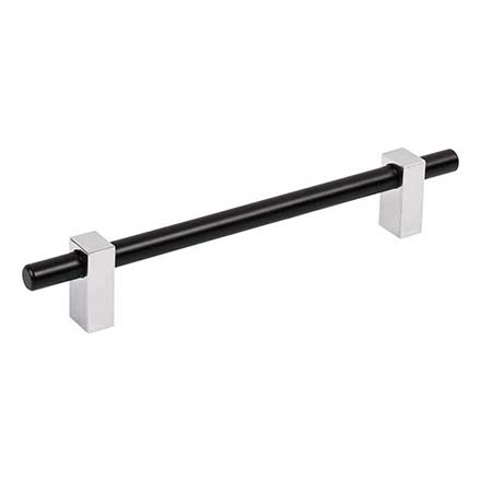 Jeffrey Alexander [478-160MBPC] Die Cast Zinc Cabinet Pull Handle - Oversized - Larkin 2 Series - Matte Black &amp; Polished Chrome Finish - 160mm C/C - 8 11/16&quot; L