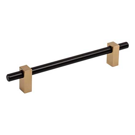 Jeffrey Alexander [478-160MBSBZ] Die Cast Zinc Cabinet Pull Handle - Oversized - Larkin 2 Series - Matte Black &amp; Satin Bronze Finish - 160mm C/C - 8 11/16&quot; L