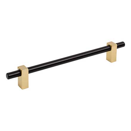 Jeffrey Alexander [478-192MBBG] Die Cast Zinc Cabinet Pull Handle - Oversized - Larkin 1 Series - Matte Black &amp; Brushed Gold Finish - 192mm C/C - 9 15/16" L