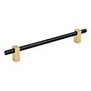 Jeffrey Alexander [478-192MBBG] Die Cast Zinc Cabinet Pull Handle - Oversized - Larkin 1 Series - Matte Black &amp; Brushed Gold Finish - 192mm C/C - 9 15/16&quot; L