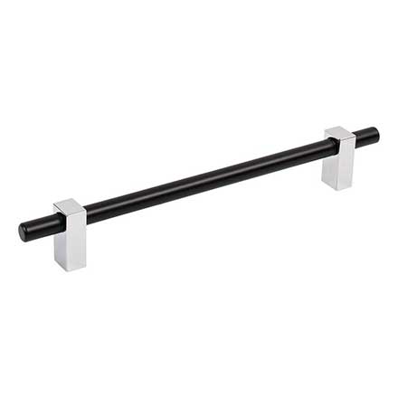 Jeffrey Alexander [478-192MBPC] Die Cast Zinc Cabinet Pull Handle - Oversized - Larkin 1 Series - Matte Black &amp; Polished Chrome Finish - 192mm C/C - 9 15/16" L