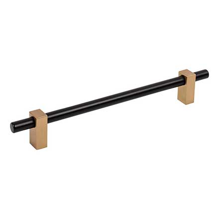 Jeffrey Alexander [478-192MBSBZ] Die Cast Zinc Cabinet Pull Handle - Oversized - Larkin 1 Series - Matte Black &amp; Satin Bronze Finish - 192mm C/C - 9 15/16&quot; L