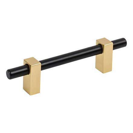 Jeffrey Alexander [478-96MBBG] Die Cast Zinc Cabinet Pull Handle - Standard Sized - Larkin 2 Series - Matte Black &amp; Brushed Gold Finish - 96mm C/C - 6 1/8&quot; L