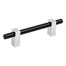 Jeffrey Alexander [478-96MBPC] Die Cast Zinc Cabinet Pull Handle - Standard Sized - Larkin 2 Series - Matte Black &amp; Polished Chrome Finish - 96mm C/C - 6 1/8&quot; L