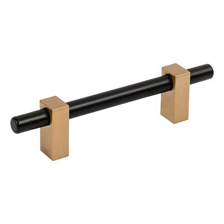 Jeffrey Alexander [478-96MBSBZ] Die Cast Zinc Cabinet Pull Handle - Standard Sized - Larkin 2 Series - Matte Black &amp; Satin Bronze Finish - 96mm C/C - 6 1/8&quot; L