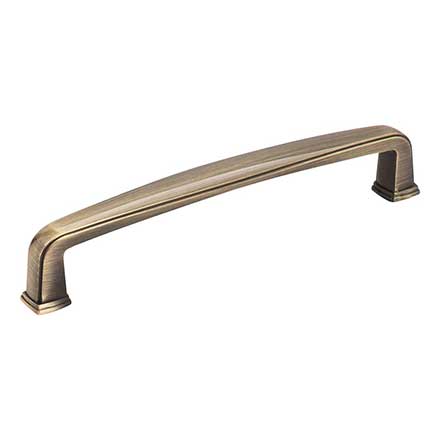 Jeffrey Alexander [1092-128AB] Die Cast Zinc Cabinet Pull Handle - Milan 1 Series - Oversized - Brushed Antique Brass Finish - 128mm C/C - 5 9/16&quot; L