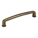 Jeffrey Alexander [1092-128AEM] Die Cast Zinc Cabinet Pull Handle - Milan 1 Series - Oversized - Lightly Distressed Antique Brass Finish - 128mm C/C - 5 9/16&quot; L