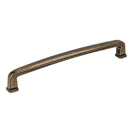 Jeffrey Alexander [1092-160AEM] Die Cast Zinc Cabinet Pull Handle - Milan 1 Series - Oversized - Lightly Distressed Antique Brass Finish - 160mm C/C - 6 3/16&quot; L