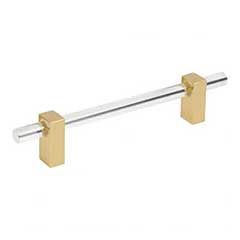 Jeffrey Alexander [578-128BG] Acrylic Cabinet Pull Handle - Oversized - Spencer Series - Clear - Brushed Gold Finish - 128mm C/C - 7 3/8&quot; L
