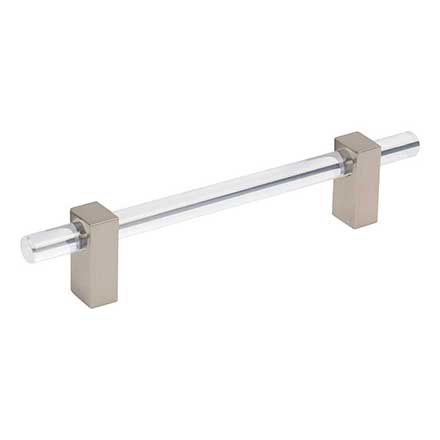 Jeffrey Alexander [578-128SN] Acrylic Cabinet Pull Handle - Oversized - Spencer Series - Clear - Satin Nickel Finish - 128mm C/C - 7 3/8&quot; L