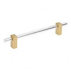 Jeffrey Alexander [578-160BG] Acrylic Cabinet Pull Handle - Oversized - Spencer Series - Clear - Brushed Gold Finish - 160mm C/C - 8 11/16&quot; L