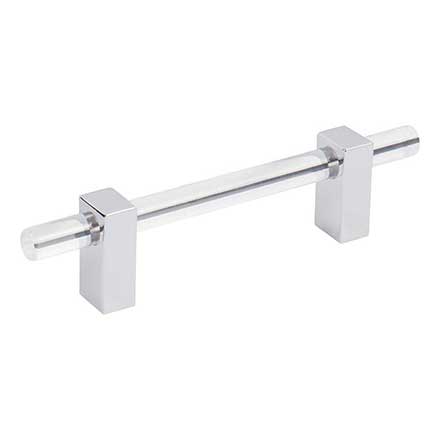 Jeffrey Alexander [578-96PC] Acrylic Cabinet Pull Handle - Standard Sized - Spencer Series - Clear - Polished Chrome Finish - 96mm C/C - 6 1/8&quot; L