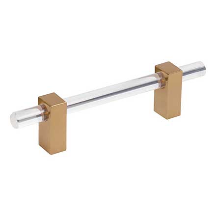 Jeffrey Alexander [578-96SBZ] Acrylic Cabinet Pull Handle - Standard Sized - Spencer Series - Clear - Satin Bronze Finish - 96mm C/C - 6 1/8&quot; L