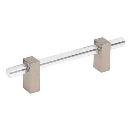 Jeffrey Alexander [578-96SN] Acrylic Cabinet Pull Handle - Standard Sized - Spencer Series - Clear - Satin Nickel Finish - 96mm C/C - 6 1/8&quot; L