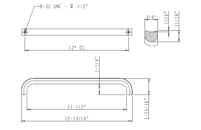 Rae 667-12 Appliance Pull Rae 667-12 Appliance Pull