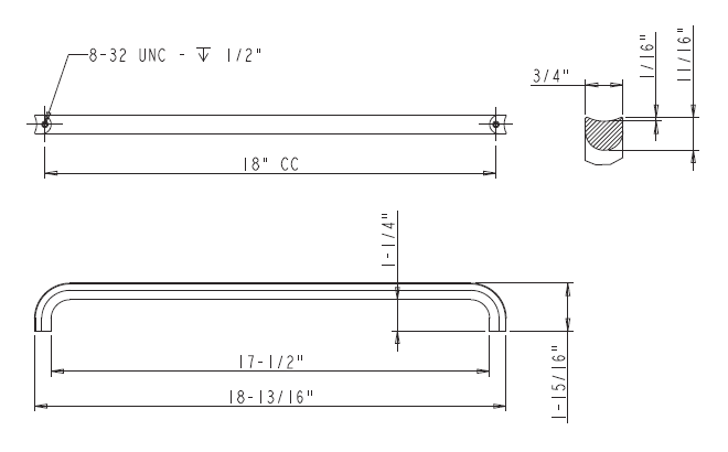 Rae 667-18 Appliance Pull Rae 667-18 Appliance Pull