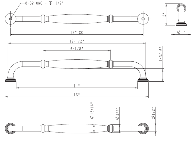 Tiffany 658-12 Appliance Pull Tiffany 658-12 Appliance Pull
