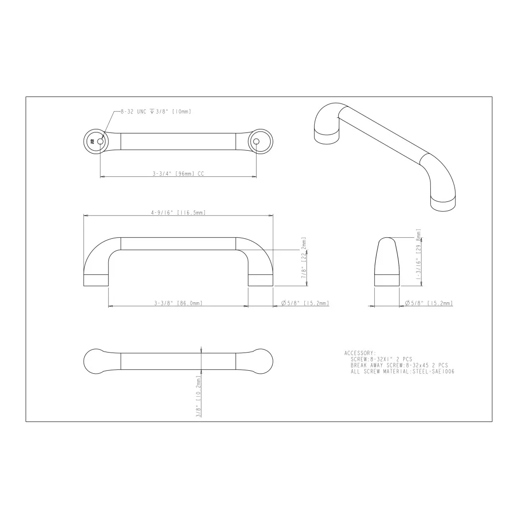 Jeffrey Alexander 329-96 Cabinet Pull