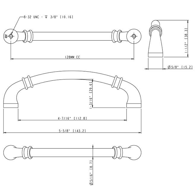 Marie 445-128 Cabinet Handle