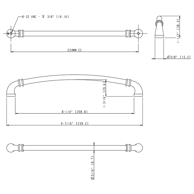 Marie 445-224 Cabinet Handle Marie 445-224 Cabinet Handle