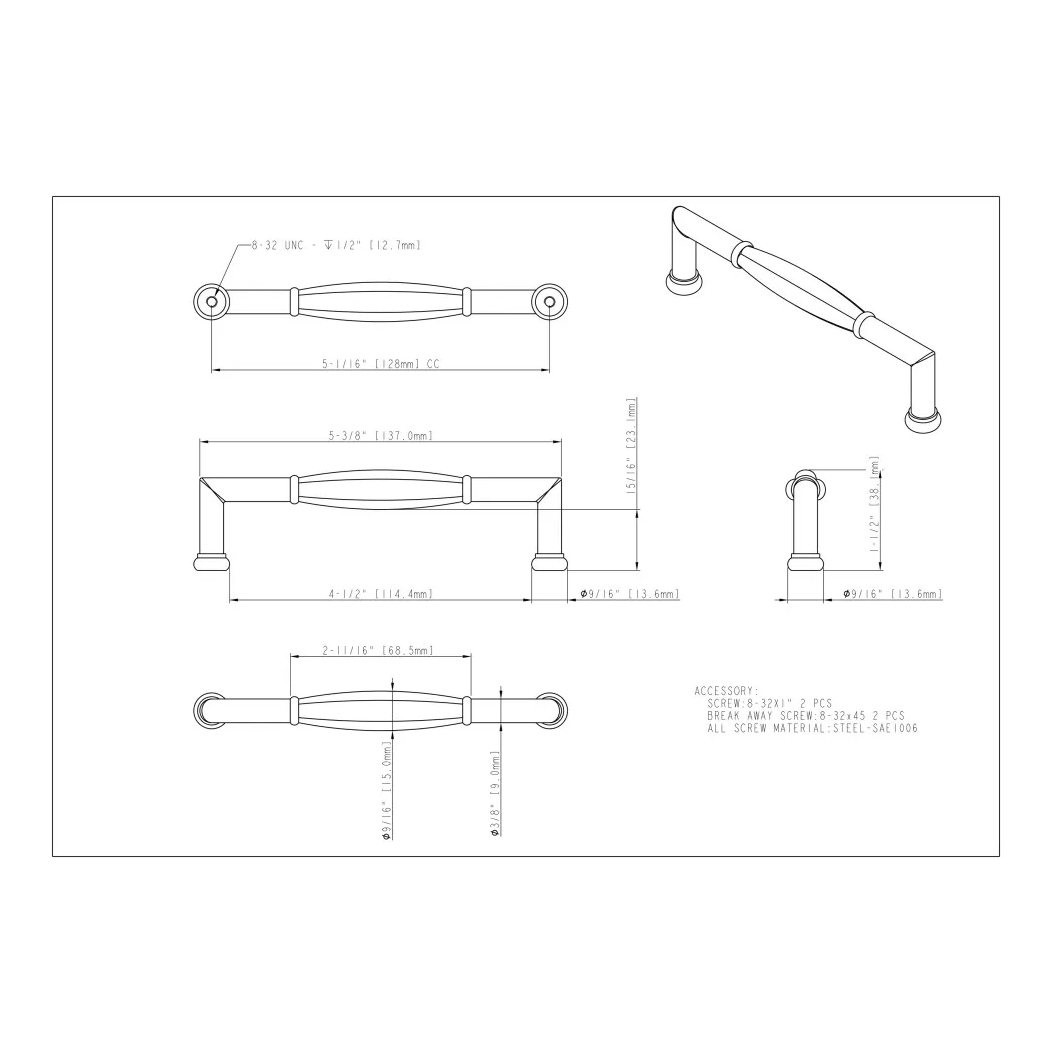 Jeffrey Alexander 686-128 Cabinet Pull