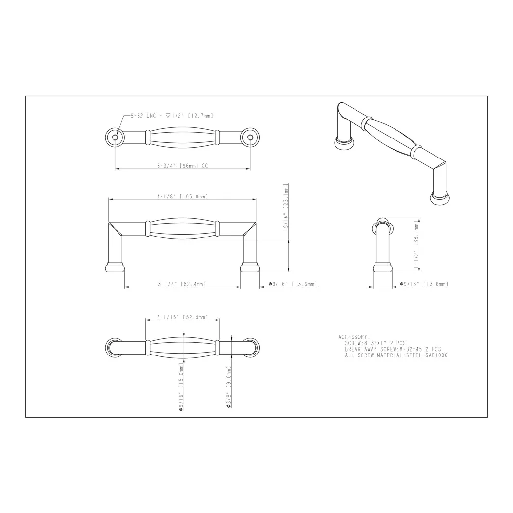 Jeffrey Alexander 686-96 Cabinet Pull