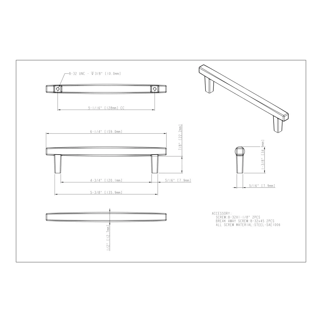 Jeffrey Alexander 905-128 Cabinet Pull