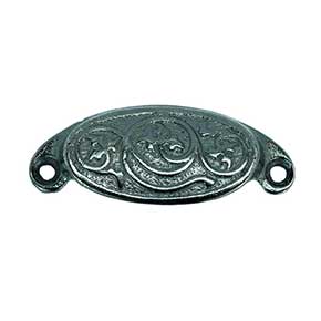 John Wright [088605] Cast Iron Drawer Bin Pull - Ivy - Vintage Iron Finish - 3" C/C 3 1/4" L