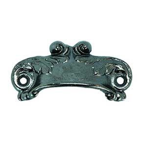 John Wright [088606] Cast Iron Drawer Bin Pull - Scroll - Black Nickel Finish - 3" C/C 4 7/8" L
