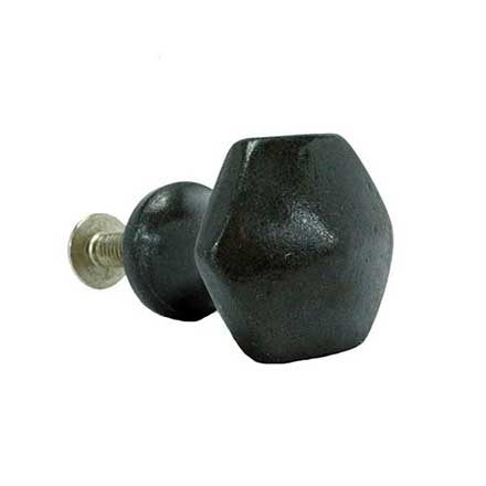 John Wright [088710] Cast Iron Cabinet Knob - Hexagon - Vintage Iron Finish - 3/4&quot; Dia.