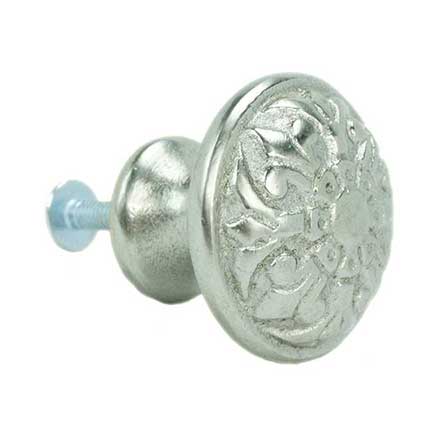 John Wright [088727] Cast Iron Cabinet Knob - Fleur-de-lis - Satin Nickel Finish - 1 1/4&quot; Dia.