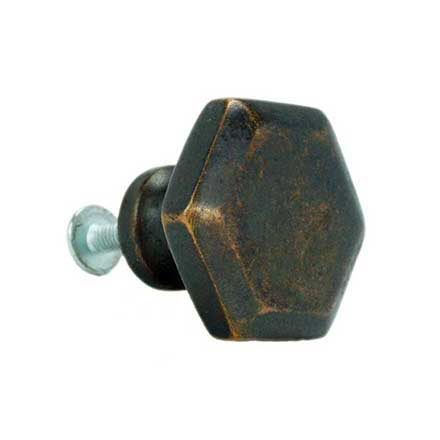 John Wright [088740] Cast Iron Cabinet Knob - Hexagon - Faux Copper Finish - 1 1/8&quot; Dia.