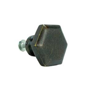 John Wright [088741] Cast Iron Cabinet Knob - Hexagon - Faux Brass Finish - 1 1/8" Dia.