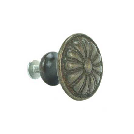 John Wright [088756] Cast Iron Cabinet Knob - Sun Burst - Faux Brass Finish - 1 1/8&quot; Dia.