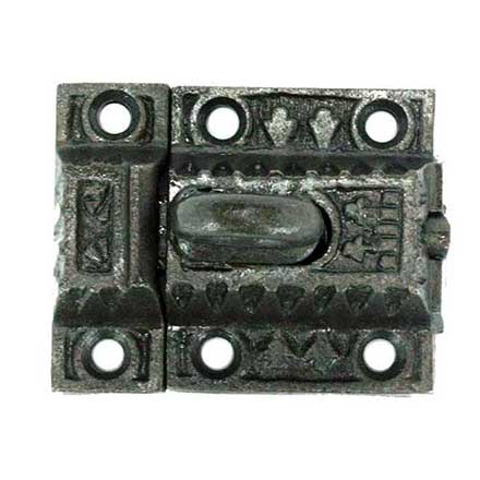 John Wright [088574] Cast Iron Cupboard Latch - Art Deco - Antique Iron Finish - 2&quot; W