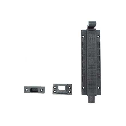 John Wright [088525] Cast Iron Door Bottom Bolt - Art Deco - Black Finish - 8&quot; L