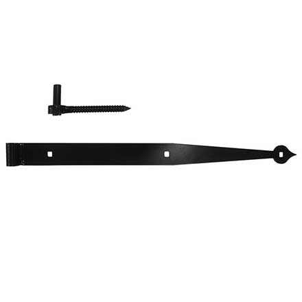 John Wright [088631] Forged Steel Gate Strap Hinge &amp; Lag Pintle - Spear End - Black Finish - 24&quot; L