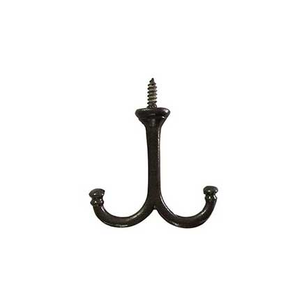 John Wright [088394] Cast Iron Double Hook - Antique Iron Finish - 3 3/16&quot; L