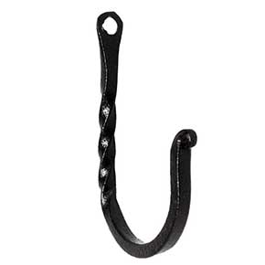 John Wright [088402] Forged Steel Wall Hook - Thin - Twisted Square Bar - Black Finish - 2 1/4" L