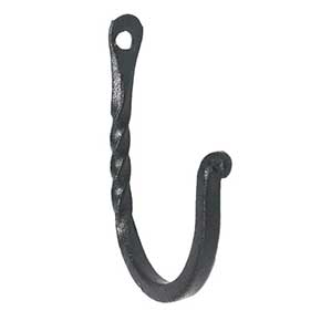 John Wright [088404] Forged Steel Wall Hook - Twisted Square Bar - Black Finish - 2" L