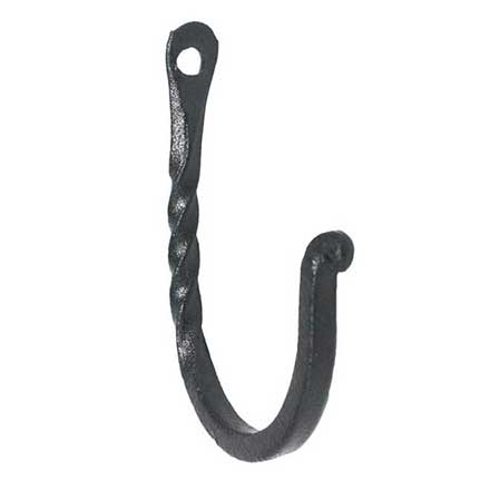 John Wright [088404] Forged Steel Wall Hook - Thin - Twisted Square Bar - Black Finish -  2&quot; L
